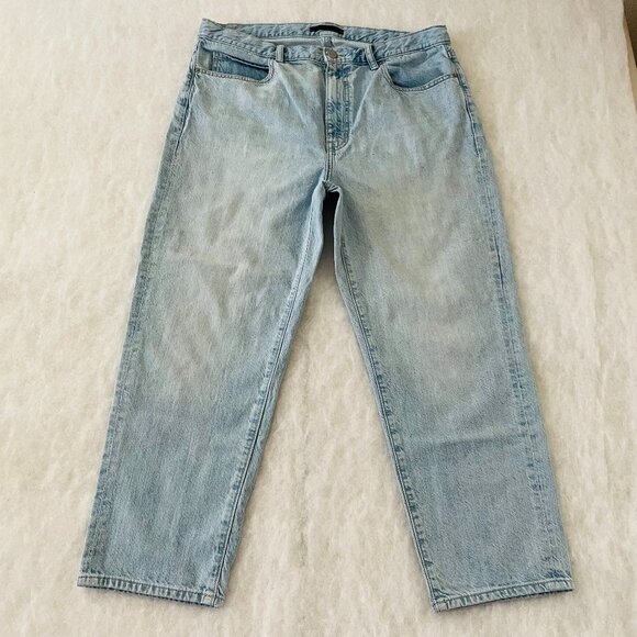 Uniqlo Womens Denim Blue High Rise Light Wash Streetwear Straight Jeans Size 32 - Picture 1 of 11